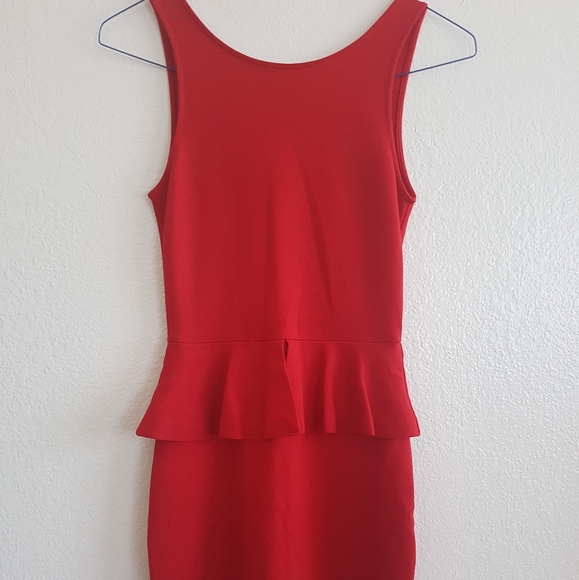 Zara Red Cocktail Peplum Trafaluc Dress - Picture 4 of 5